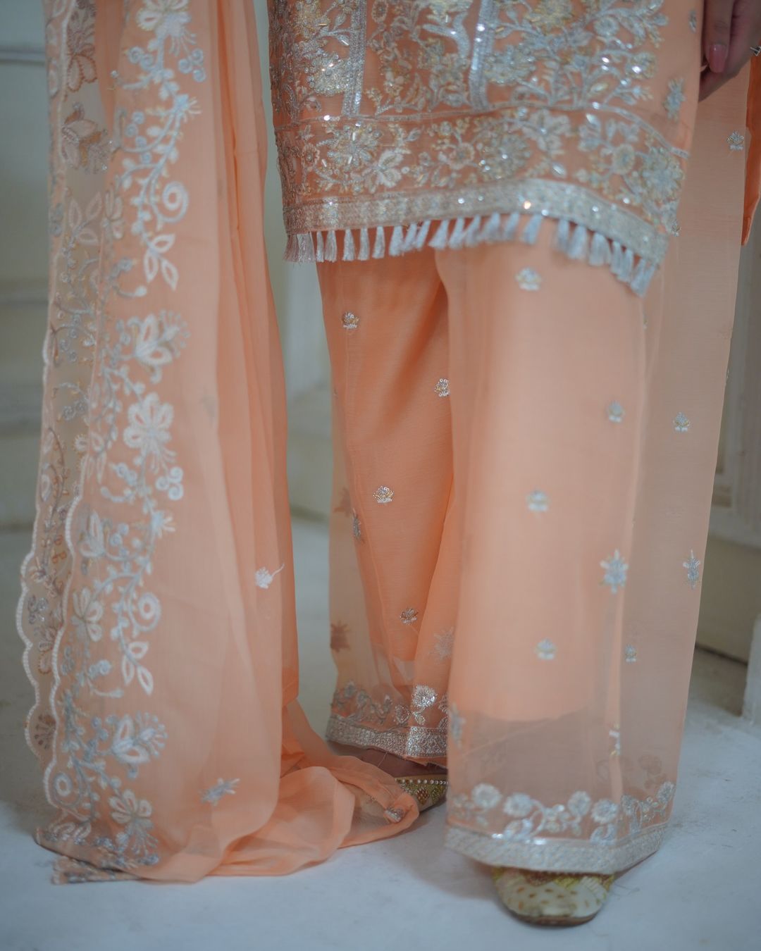 Peach Chiffon Plazo