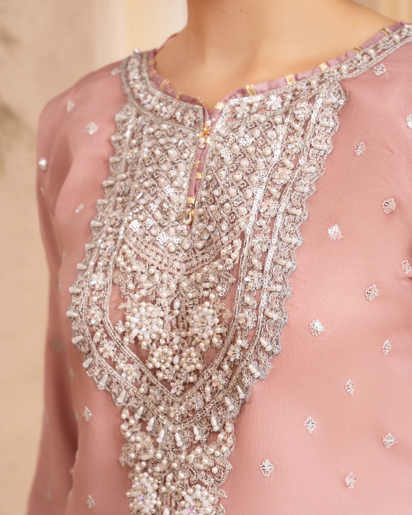 Chiffon Embellished 3-Piece Gharara Suit - Pink