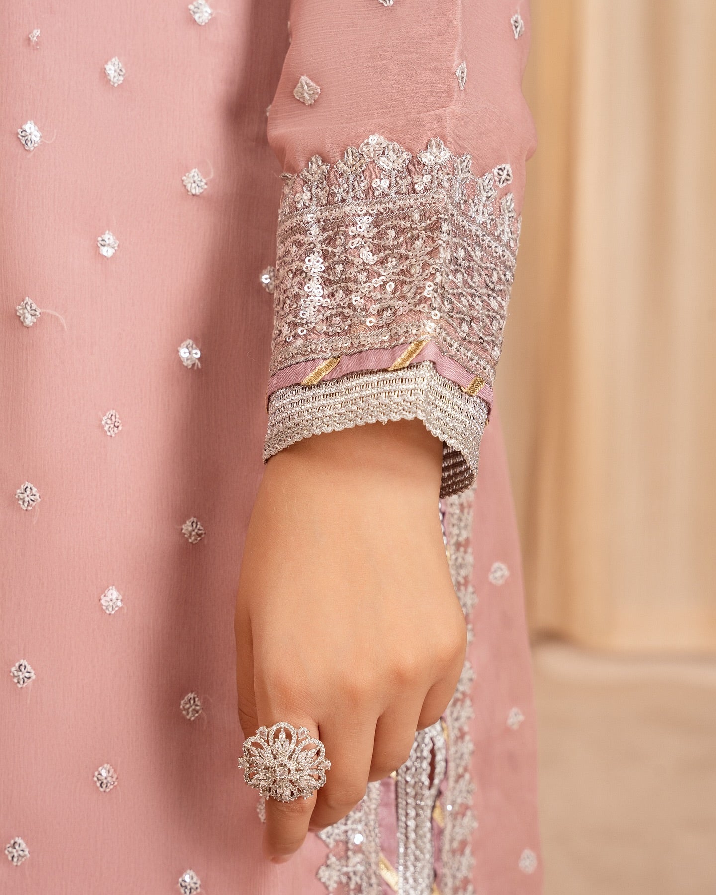 Chiffon Embellished 3-Piece Gharara Suit - Pink